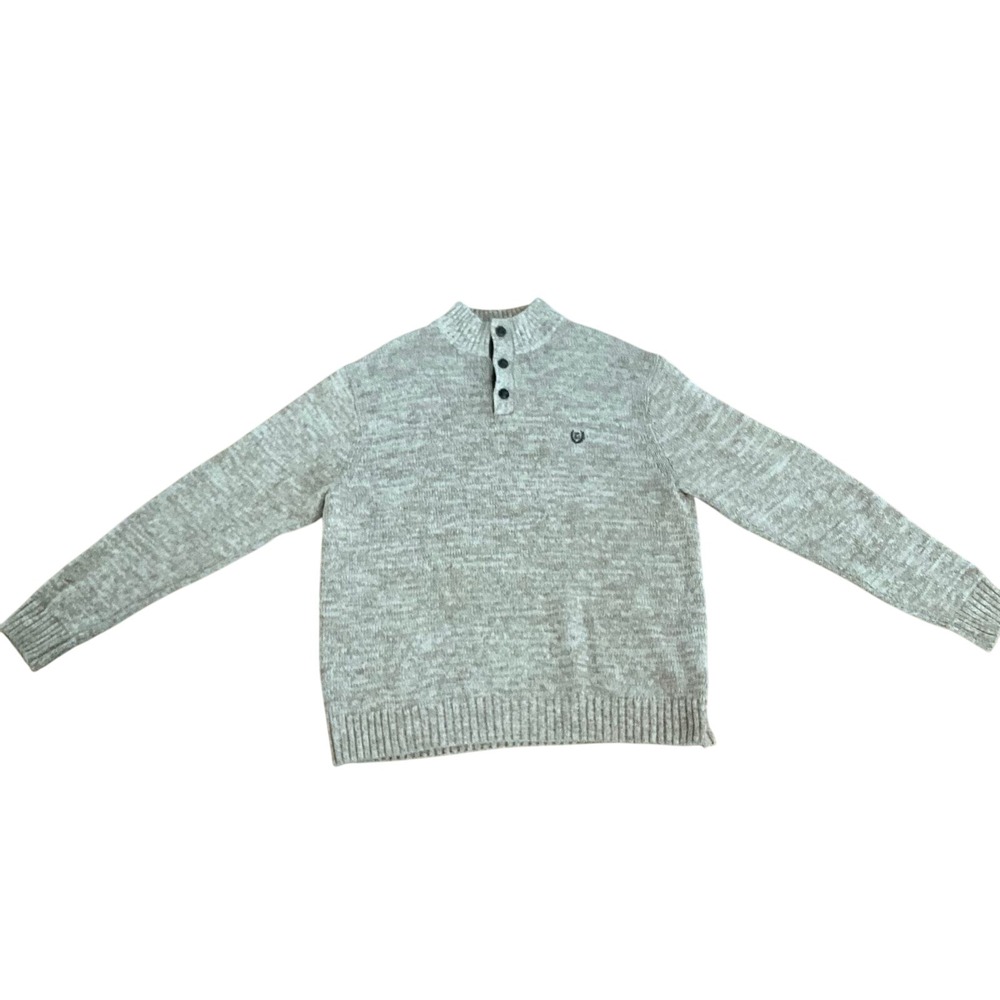 Chaps‎ Button Mock Neck Henley Long Sleeve Tan Men's Pullover Sweater Size XL